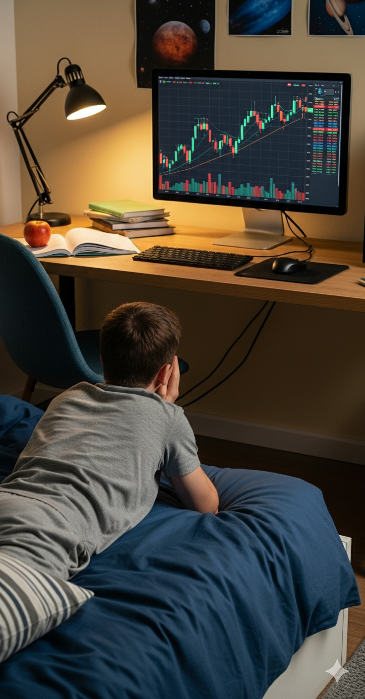 High-tech trading setup featuring digital charts on multiple devices, ideal for finance professionals.
